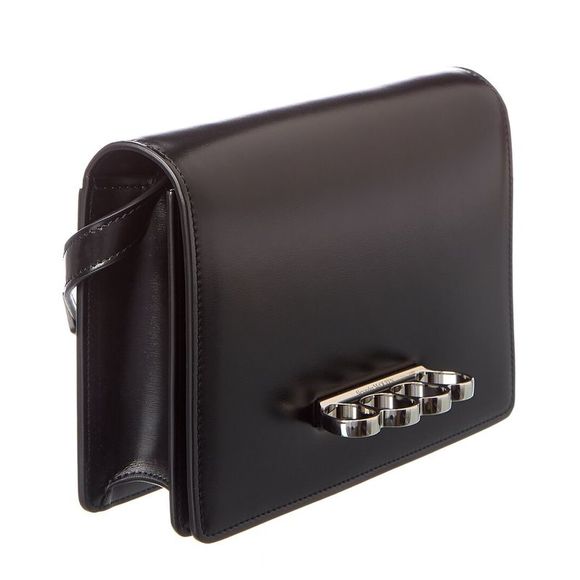 Alexander Mcqueen The Four-Ring Leather Shoulder Bag, Black - Picture 3 of 4